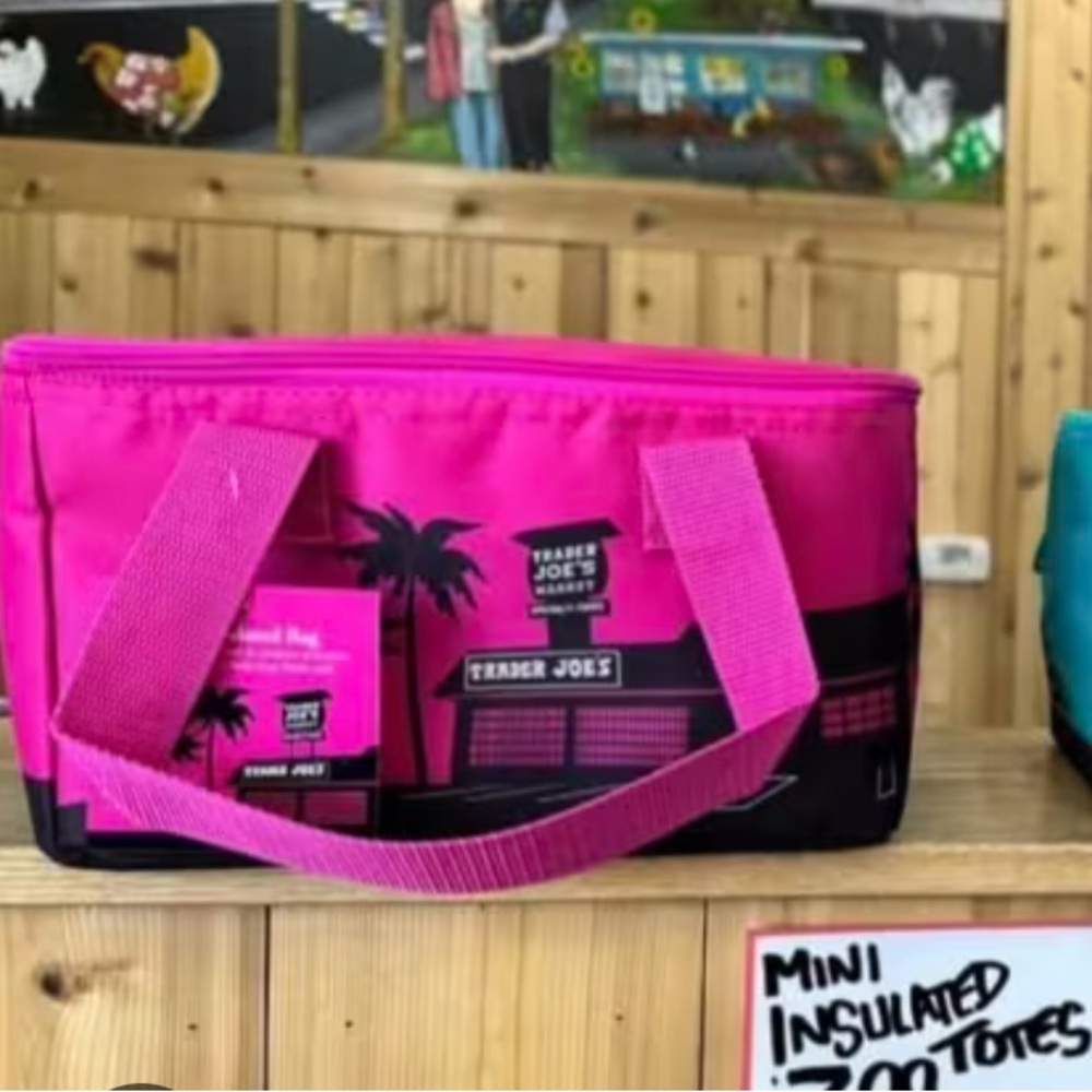 Pink or teal Trader Joe’s mini bag!